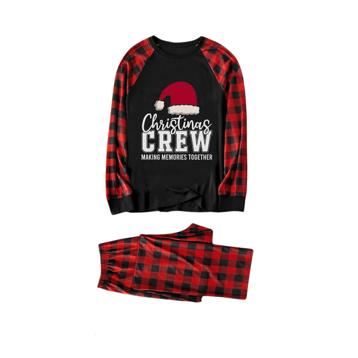 Drune | Rote und schwarze karierte Weihnachts-Pyjama-Set mit dem Aufdruck "Christmas Crew Making Memories Together 2025"
