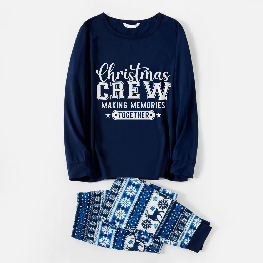 Drune | Freude Blau Weihnachts-Pyjama-Set Mit Fröhlichen Sprüchen