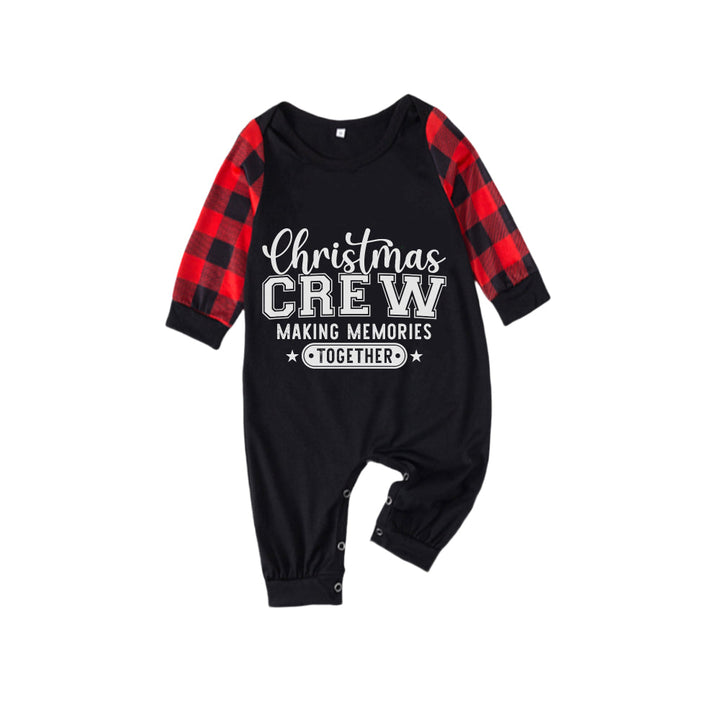 Drune | Rote und Schwarze Karierte Weihnachts-Pyjama-Set Mit Weihnachts-Textdruck
