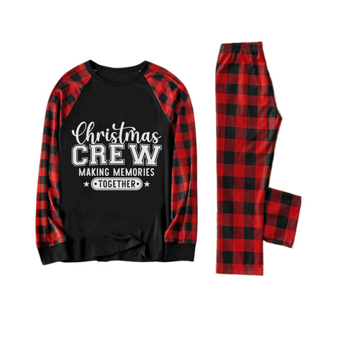 Drune | Rote und Schwarze Karierte Weihnachts-Pyjama-Set Mit Weihnachts-Textdruck