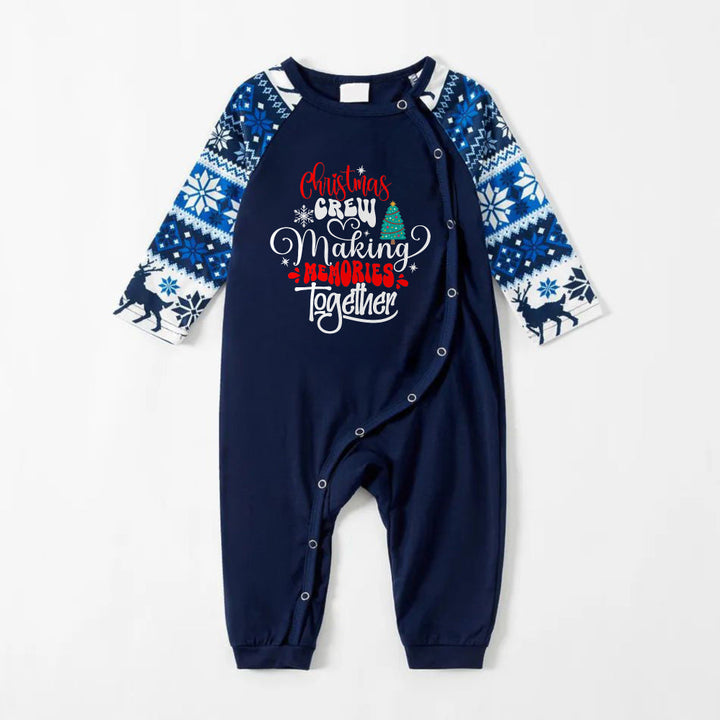 Drune | Fröhliche Blaue Weihnachts-Pyjama-Set Mit Familien-Slogan-Designs