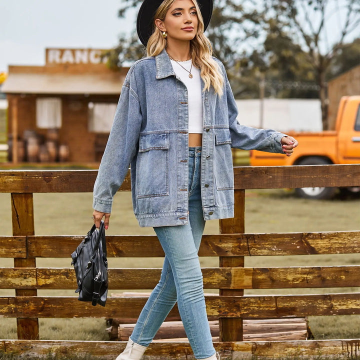 Drune | Übergröße Denim Damenjacke mit Bequemer Passform