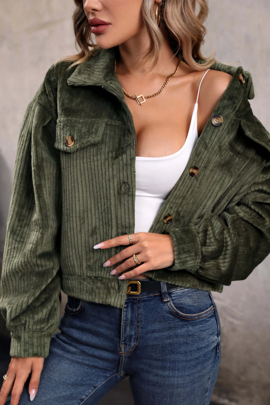Drune | Kurze Cordhemdjacke Cord Weich und Trendy