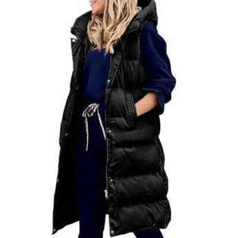 Drune | Kapuze Lange Weste Lässig Mode Einreihig Jacke