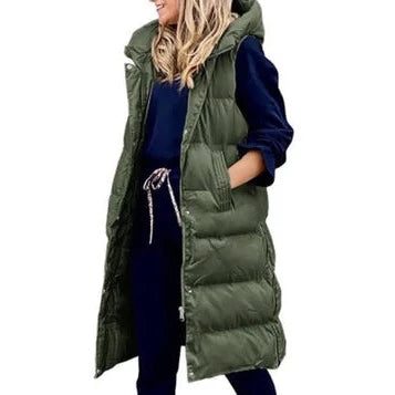 Drune Kapuze Lange Weste Lässig Mode Einreihig Jacke