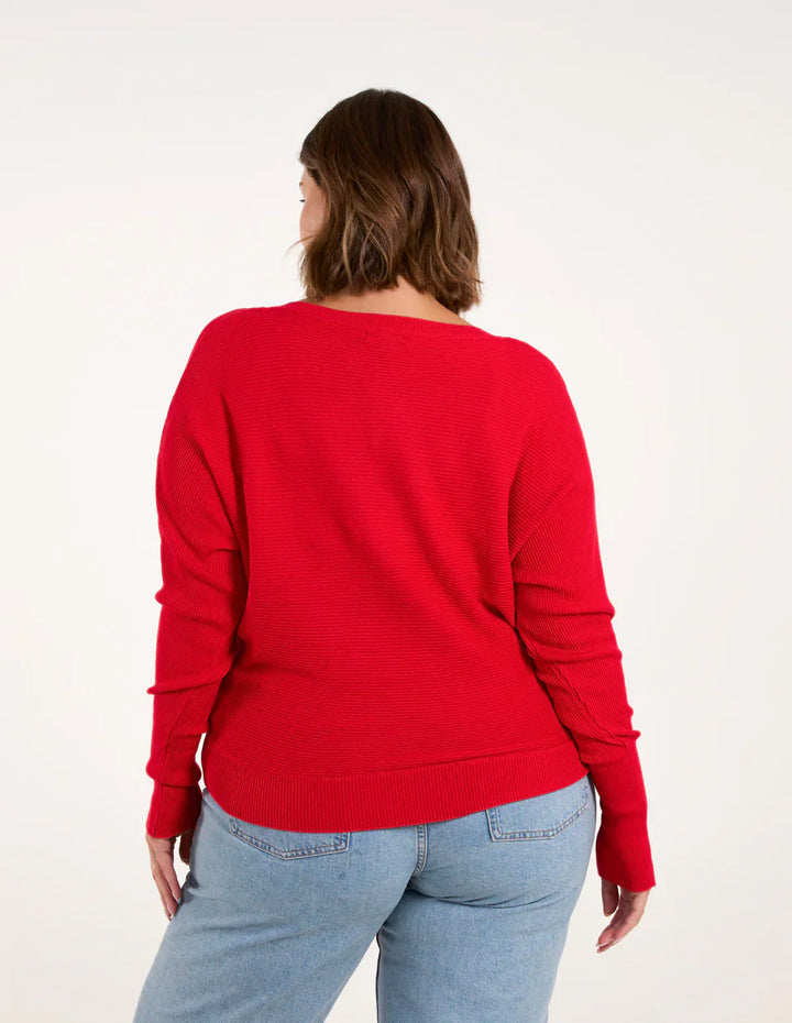 Drune | Roter Kapuzen Freizeitpullover