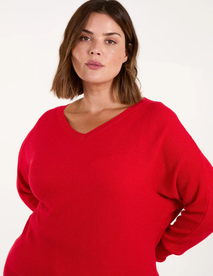 Drune | Roter Kapuzen Freizeitpullover