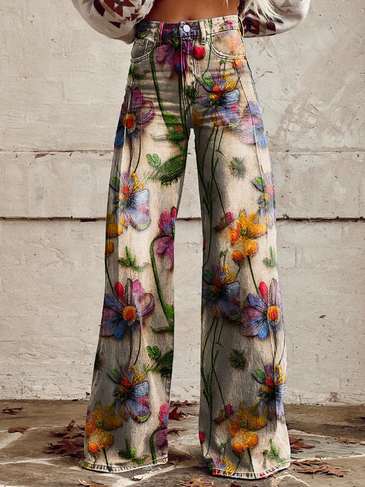Drune | Stylische Jeans mit Blumenmuster