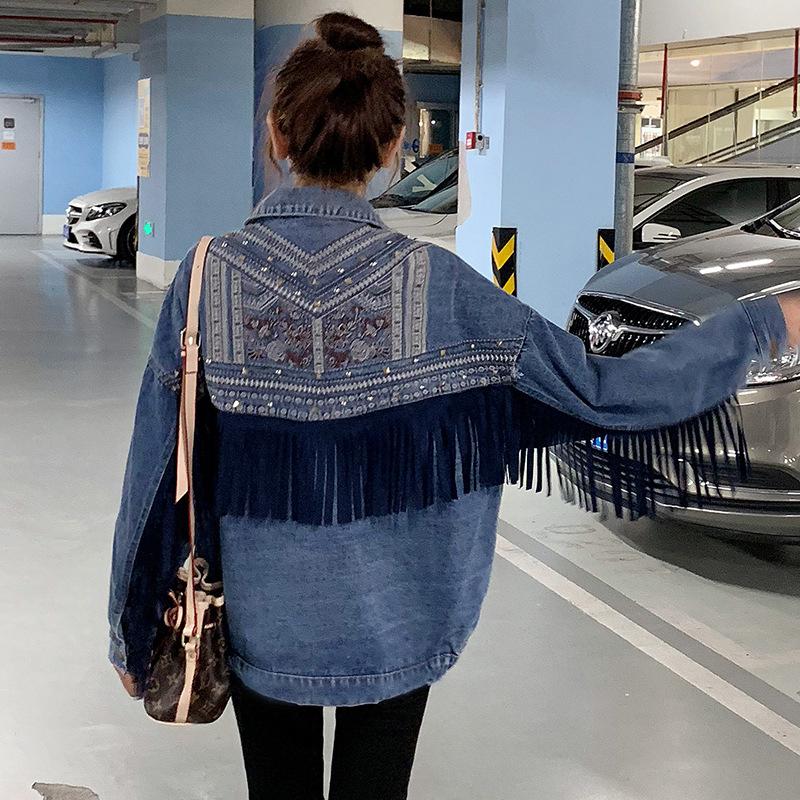 Drune | Brooklynn Jeansjacke Ein einzigartige Jacke mit Blumenmuster und Fransen