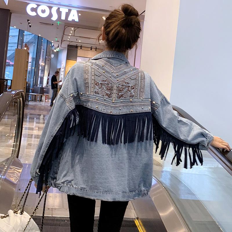 Drune | Brooklynn Jeansjacke Ein einzigartige Jacke mit Blumenmuster und Fransen