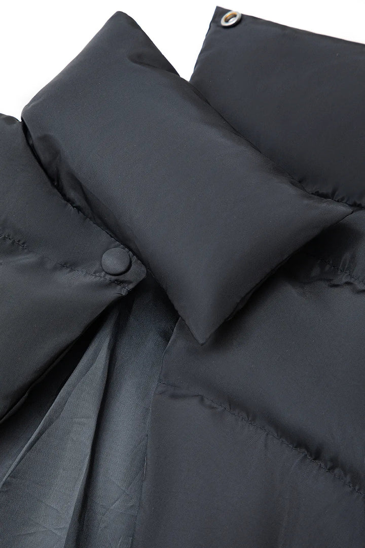 Drune | Schwarze Stehkragen Cut Out Pufferjacke