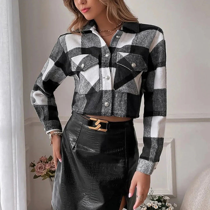 Drune | Button-Up Gekürzte Karierte Jacke