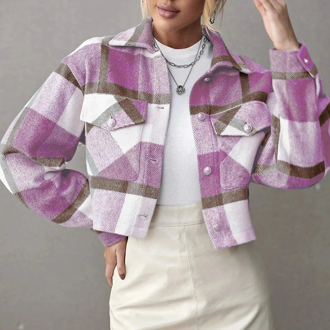 Drune | Button-Up Gekürzte Karierte Jacke