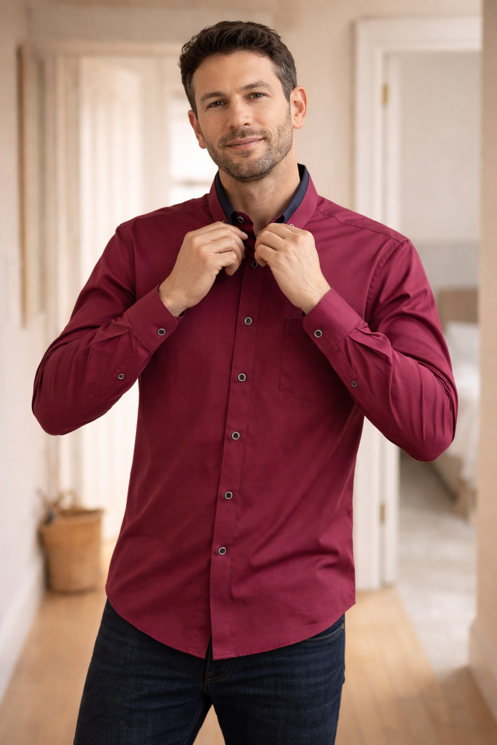 Drune Herren Hemd langarm casual Knopfleiste
