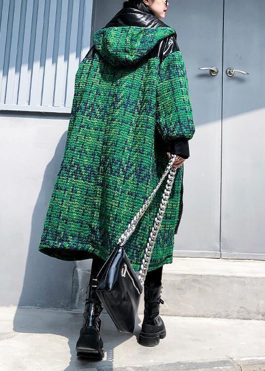Drune | Strickjacke trendige Plus-Size grüne Kapuzenjacke mit Reißverschluss