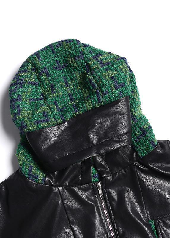 Drune | Strickjacke trendige Plus-Size grüne Kapuzenjacke mit Reißverschluss