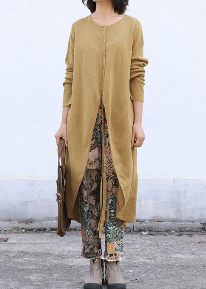 Drune | Hals Strick-Outdoor-Übergangsjacken übergroß gelb asymmetrisch gestrickt