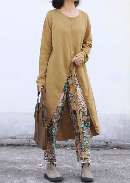 Drune | Hals Strick-Outdoor-Übergangsjacken übergroß gelb asymmetrisch gestrickt