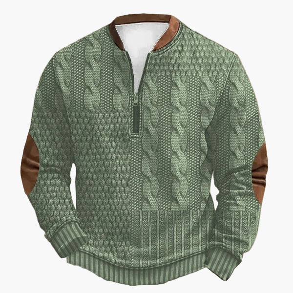 Drune | Strickpullover mit Zopfmuster und Viertelreißverschluss - Modischer Freizeitpullover für Herbst und Winter