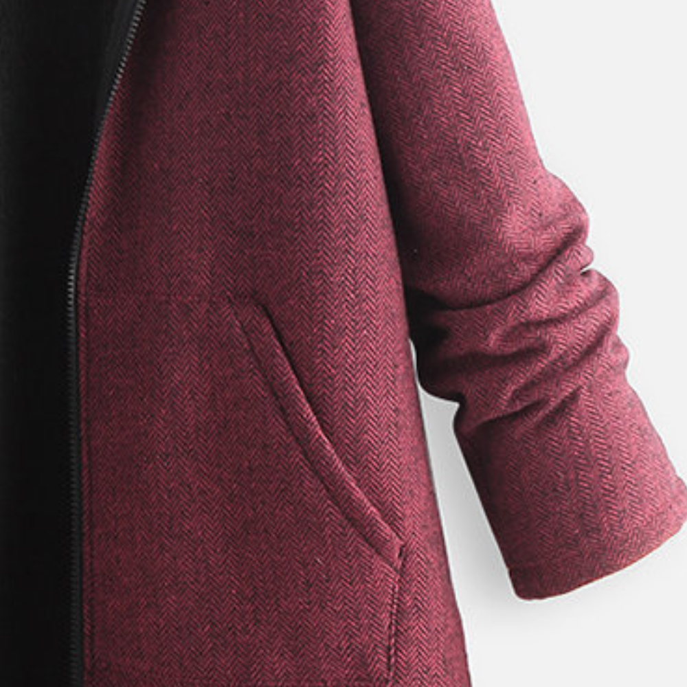 Drune | Lange Jacke Wasserabweisend Weiche Innenausstattung Kapuze Reißverschluss Praktische Taschen
