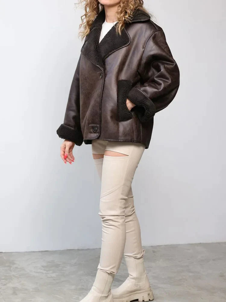 Drune | Vintage Kunstlederjacke für Frauen