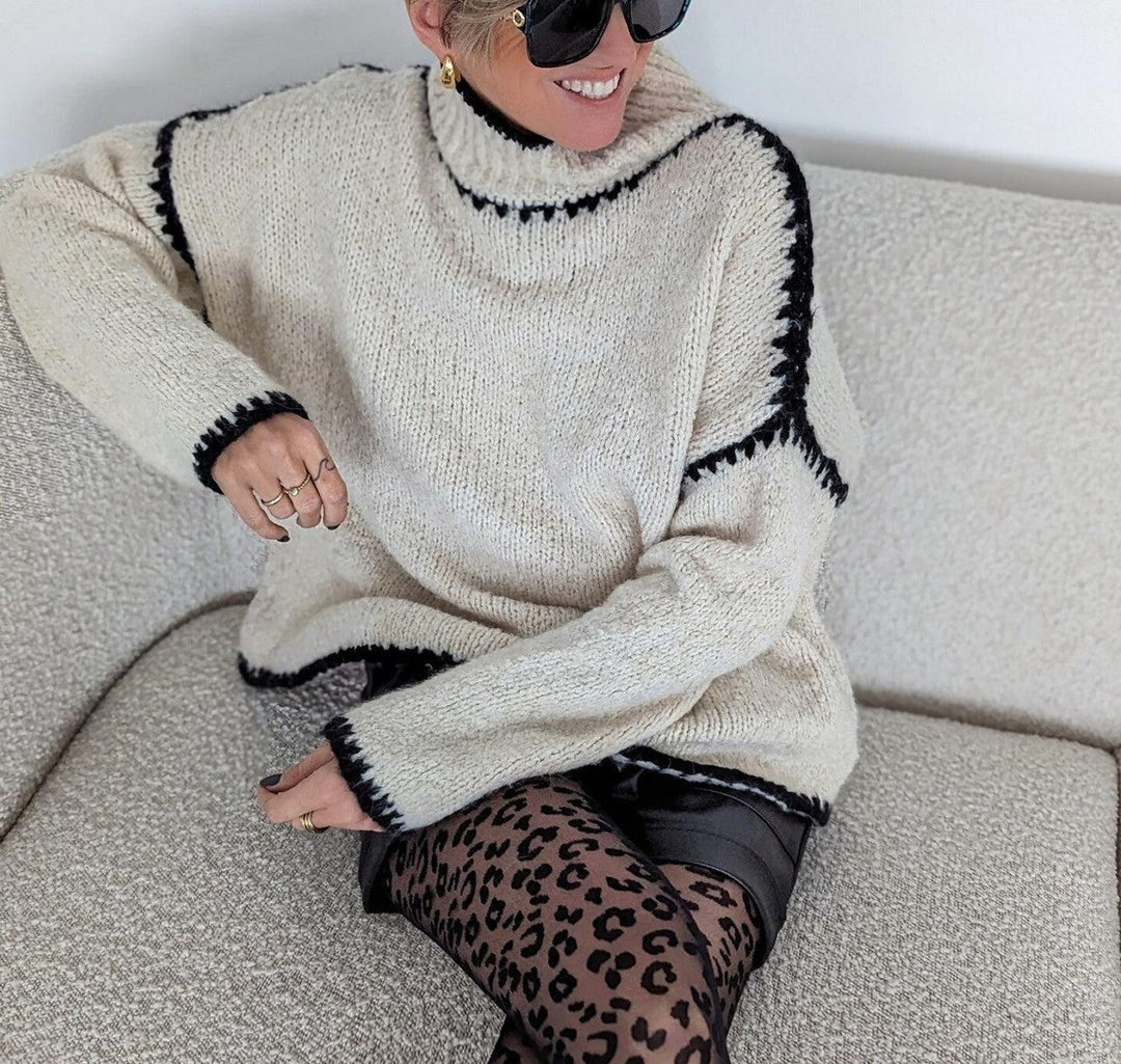 Drune | Strickpullover mit Hohem Kragen Wollmischung Warm und Stilvoll