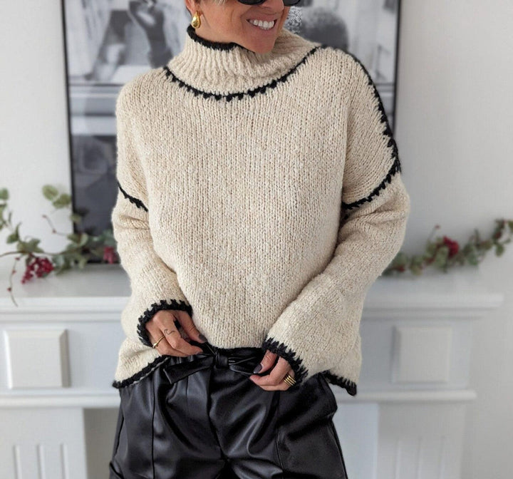 Drune | Strickpullover mit Hohem Kragen Wollmischung Warm und Stilvoll