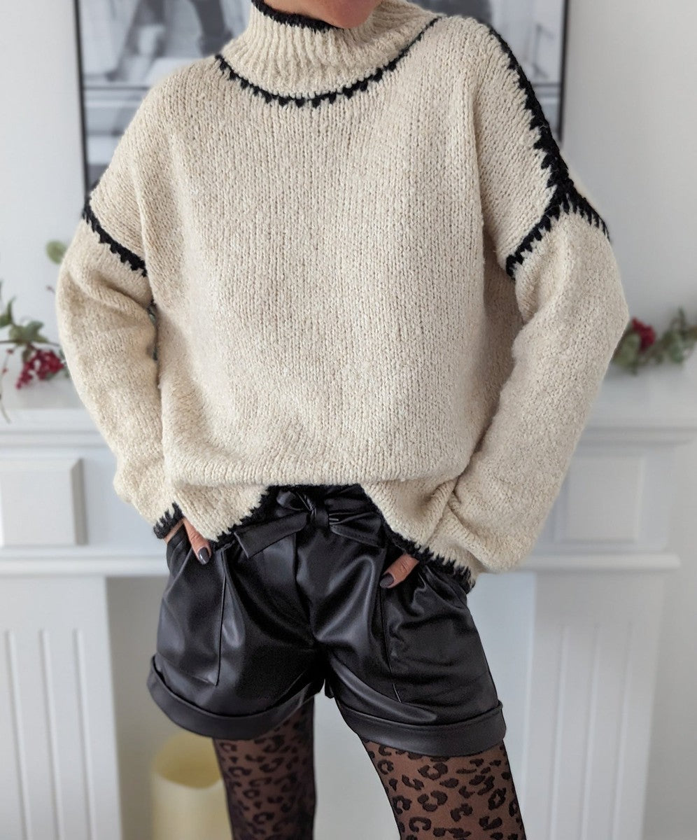 Drune | Strickpullover mit Hohem Kragen Wollmischung Warm und Stilvoll