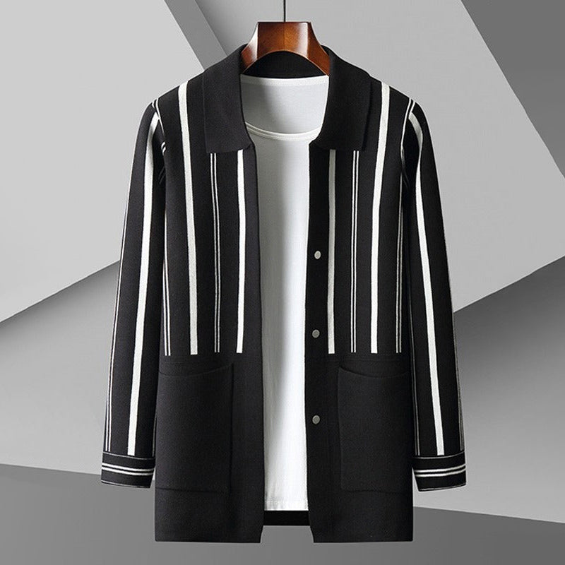 Drune | Strickjacke Lockere Passform Wollmischung Knopfverschluss mit Taschen