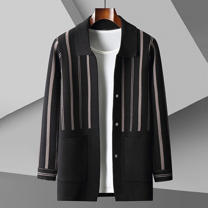 Drune | Strickjacke Lockere Passform Wollmischung Knopfverschluss mit Taschen