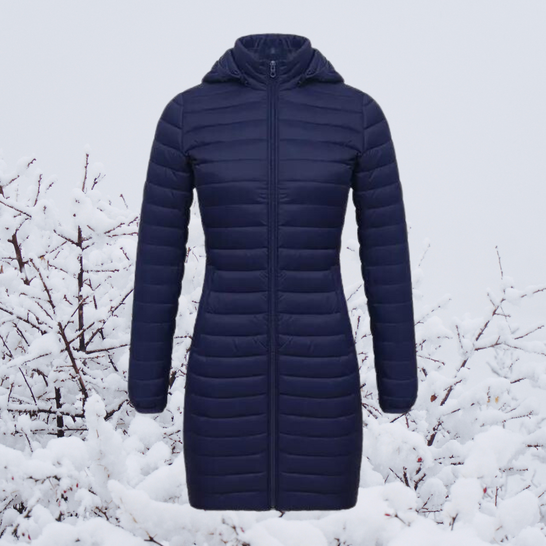 Drune | Damen Lange Warme Gepolsterte Winterjacke mit Kapuze
