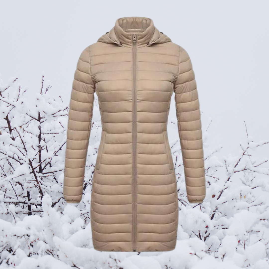 Drune | Damen Lange Warme Gepolsterte Winterjacke mit Kapuze