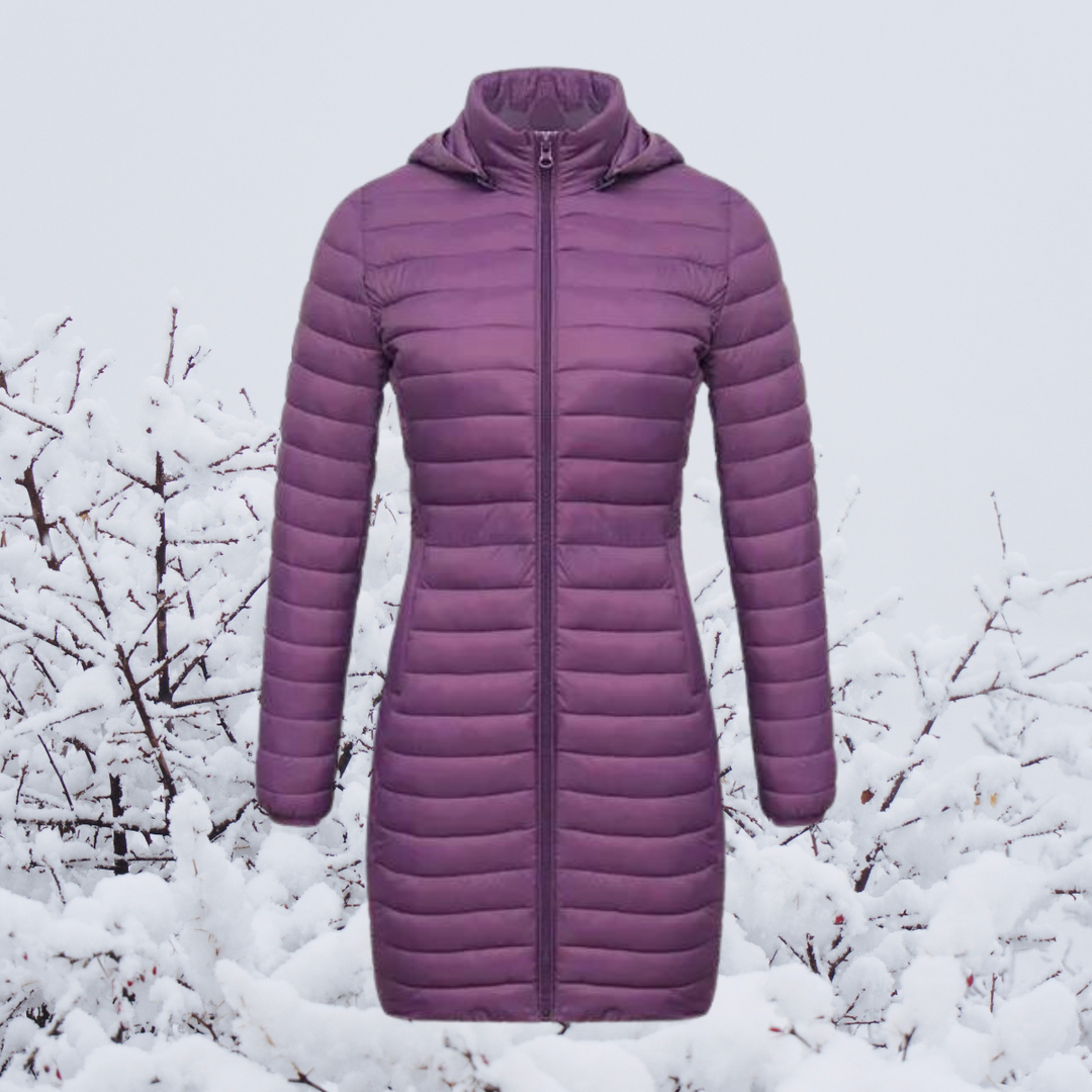 Drune | Damen Lange Warme Gepolsterte Winterjacke mit Kapuze