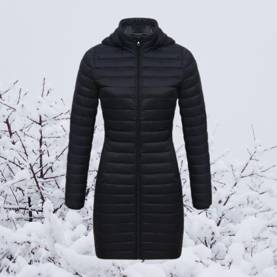 Drune | Damen Lange Warme Gepolsterte Winterjacke mit Kapuze