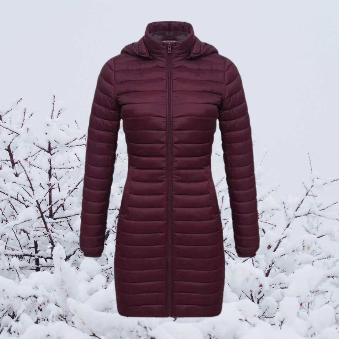 Drune | Damen Lange Warme Gepolsterte Winterjacke mit Kapuze