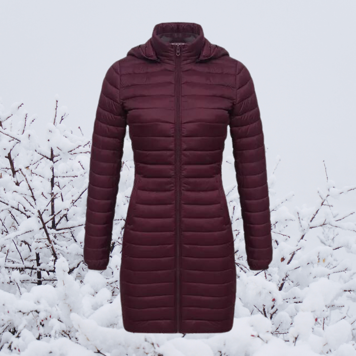 Drune | Damen Lange Warme Gepolsterte Winterjacke mit Kapuze