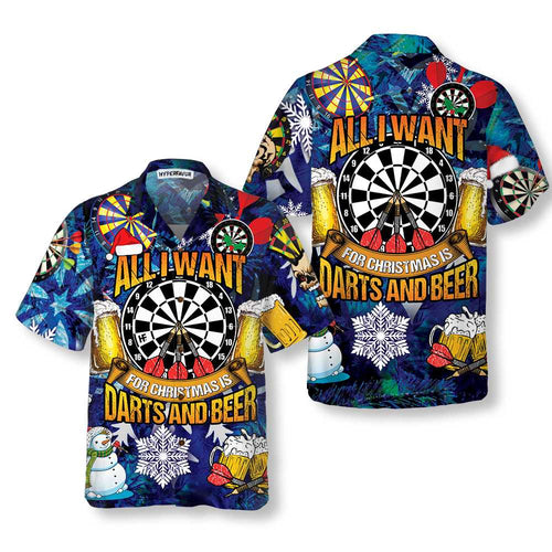 Drune | Alles, Was Ich Mir Zu Weihnachten Wünsch, Sind Darts Und Bier Hawaiian Shirt, Lustiges Weihnachts-Shirt Für Männer, Beste Xmas Geschenkidee