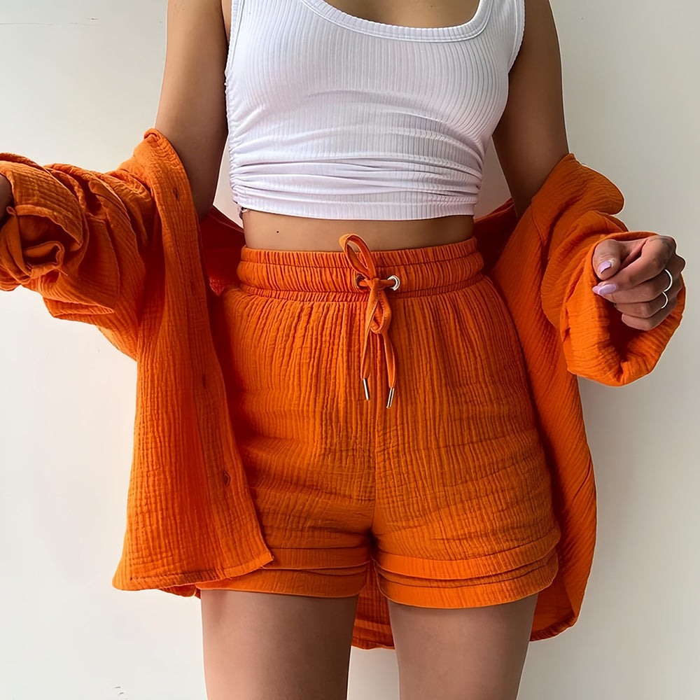 Drune | Sonnenschutz-Shirt-Set für Damen (Langarmshirt + Shorts)