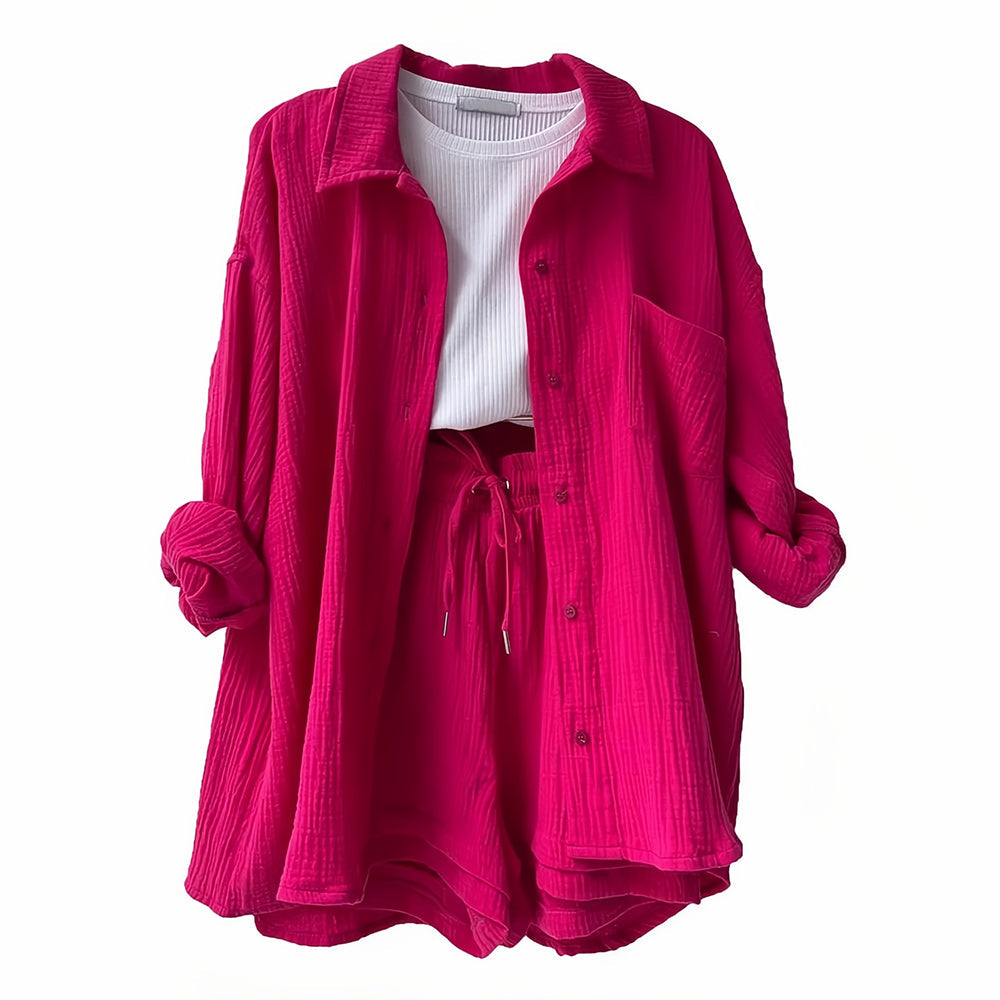 Drune | Sonnenschutz-Shirt-Set für Damen (Langarmshirt + Shorts)