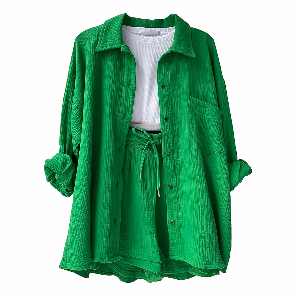 Drune | Sonnenschutz-Shirt-Set für Damen (Langarmshirt + Shorts)