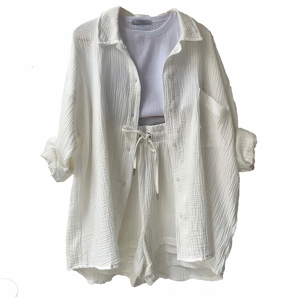 Drune | Sonnenschutz-Shirt-Set für Damen (Langarmshirt + Shorts)