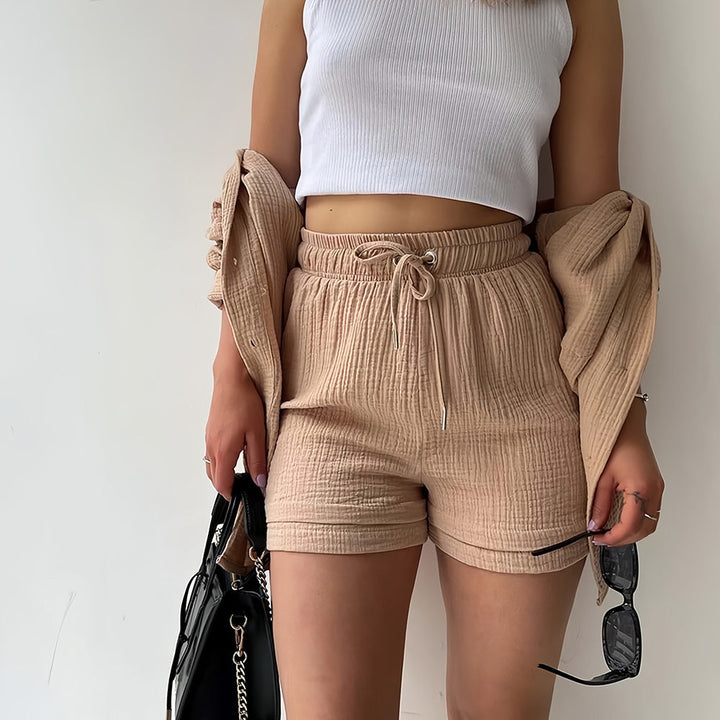 Drune | Sonnenschutz-Shirt-Set für Damen (Langarmshirt + Shorts)