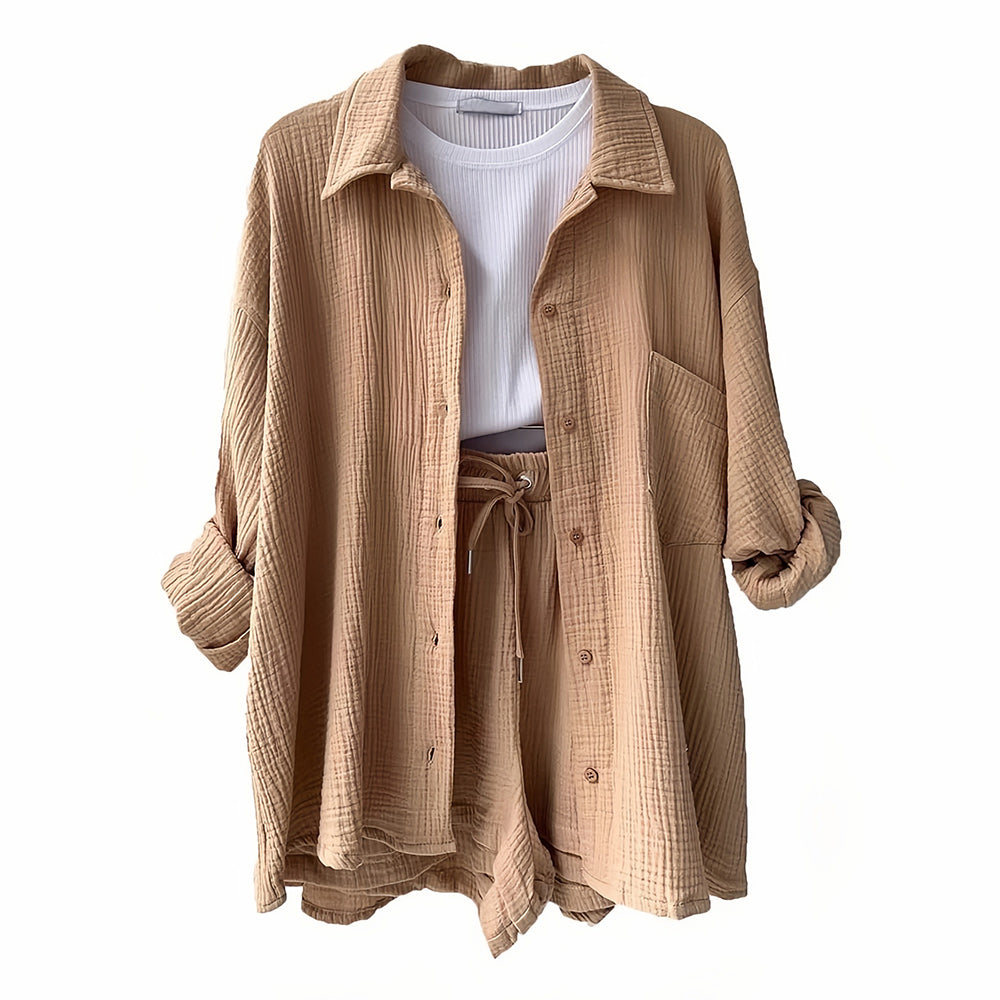 Drune | Sonnenschutz-Shirt-Set für Damen (Langarmshirt + Shorts)