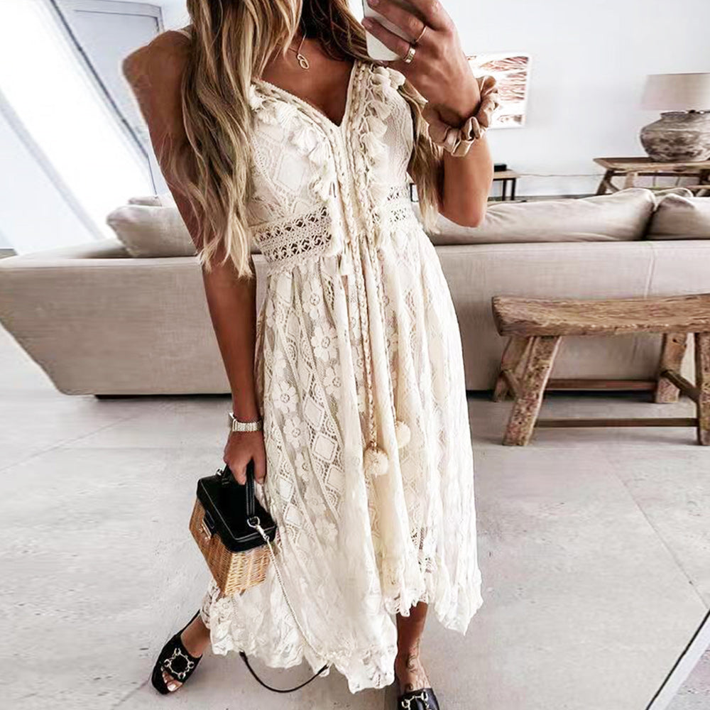 Drune | einfarbiges Sommerkleid aus Spitze
