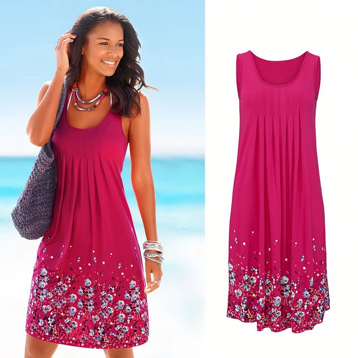 Drune | ärmelloses, lockeres Kleid mit Blumendruck