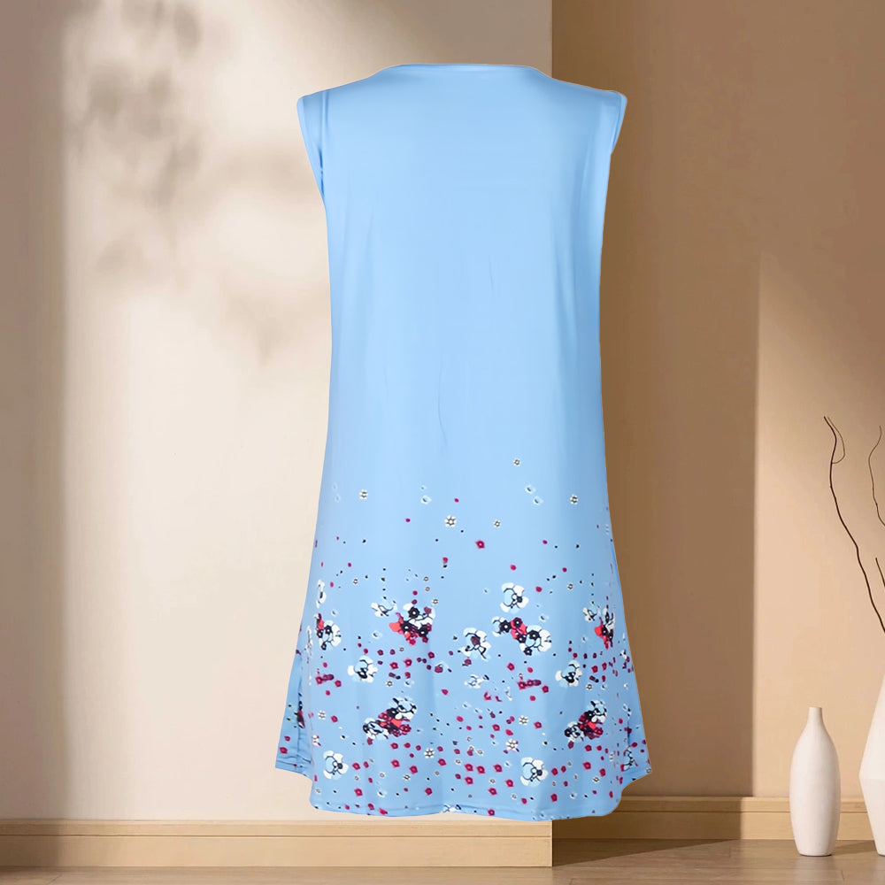 Drune | ärmelloses, lockeres Kleid mit Blumendruck