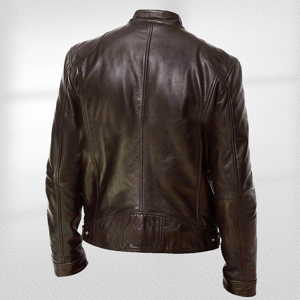 Drune | Stehkragen, Trendige Lederjacke, Hübsche Motorrad-Lederjacke