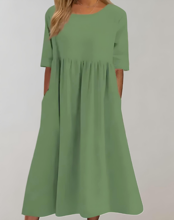 Drune | Einfarbiges Baumwollkleid mit Lockerer Passform