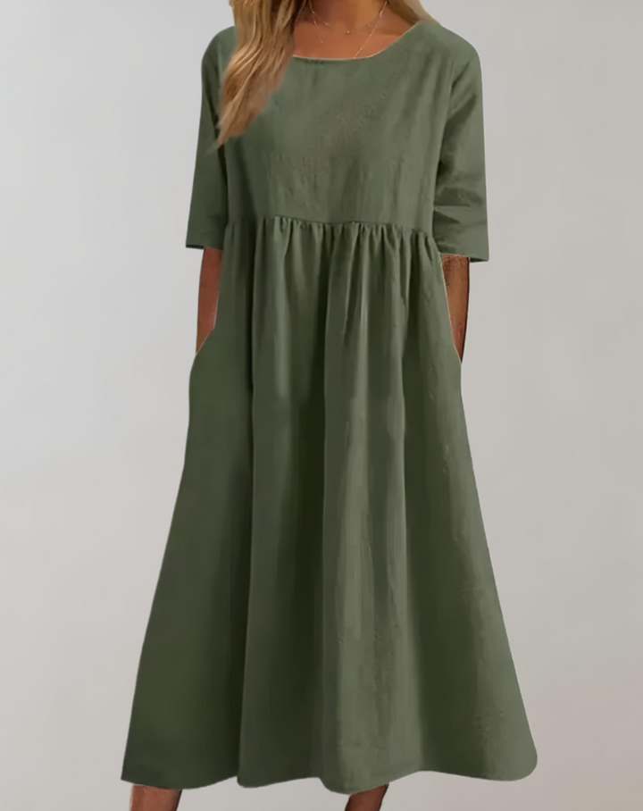Drune | Einfarbiges Baumwollkleid mit Lockerer Passform