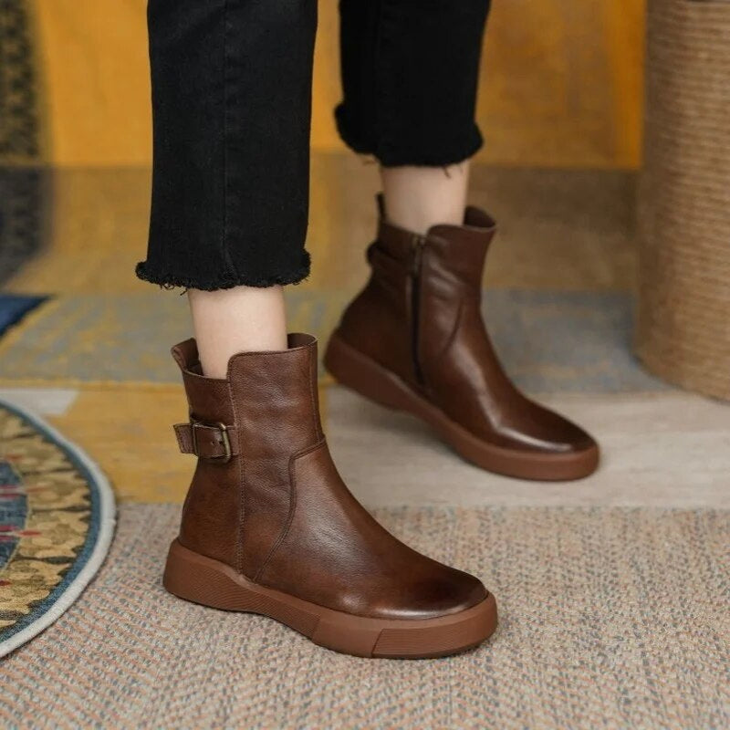 Drune | Knöchelstiefel für Damen, Seitenschnalle - Komfort Fit